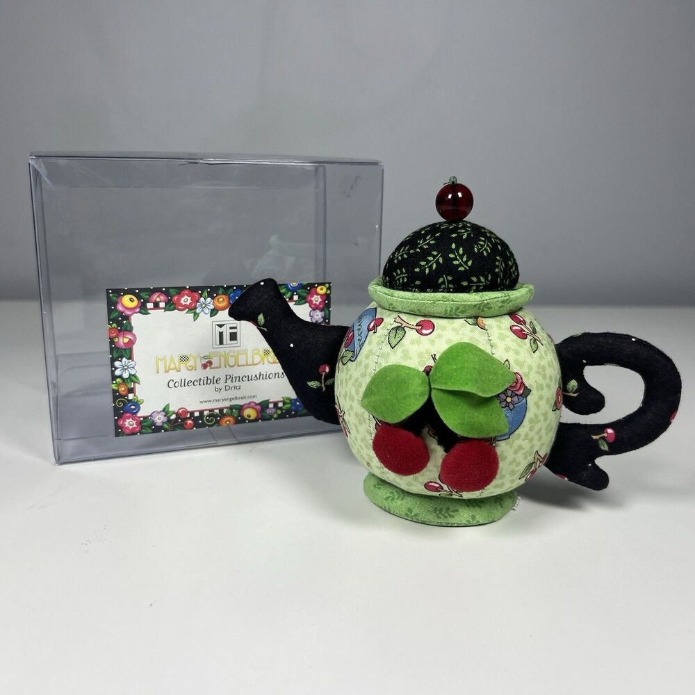 Mary Engelbreit TEAPOT PINCUSHION Dritz SHELF DECOR Cherries
